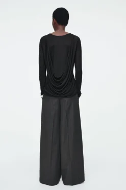 Sale COS LAYERED LONG-SLEEVED TOP BLACK