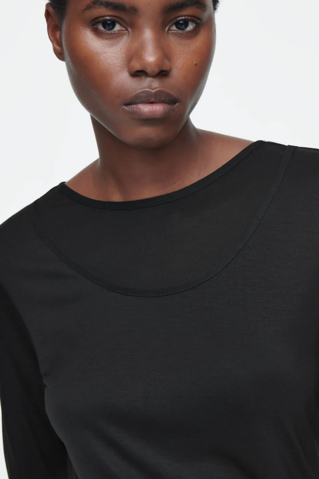 Sale COS LAYERED LONG-SLEEVED TOP BLACK