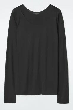 Sale COS LAYERED LONG-SLEEVED TOP BLACK