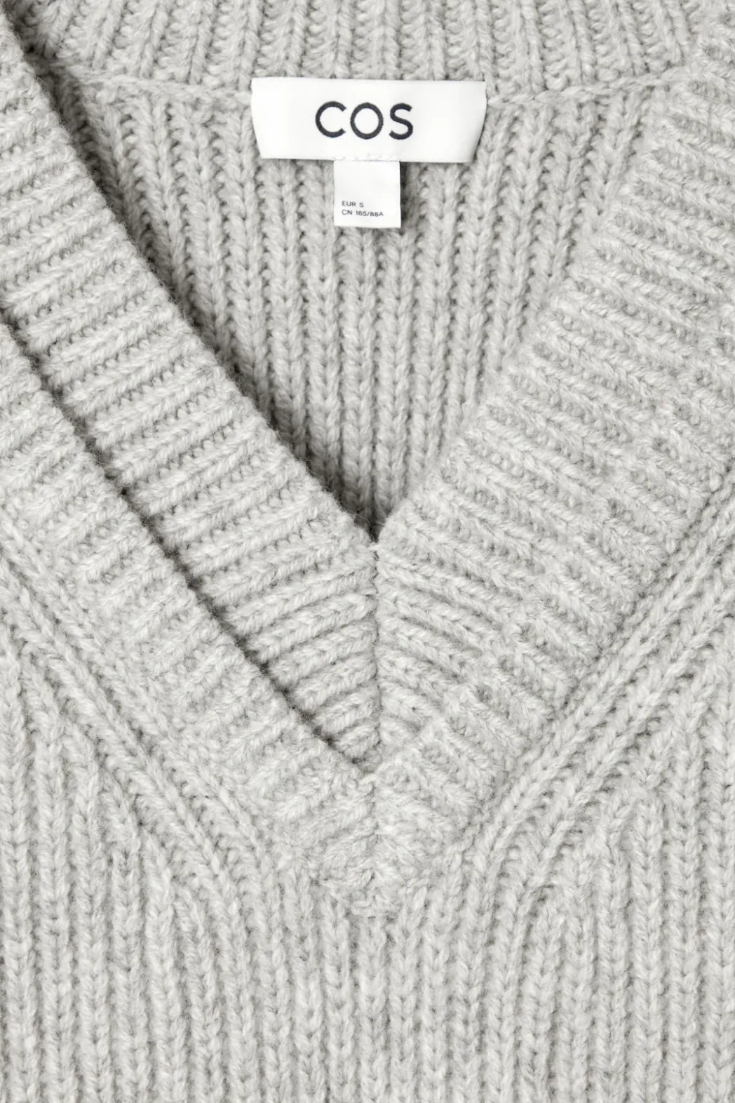 Online COS LAYERED V-NECK MERINO WOOL JUMPER LIGHT GRAY