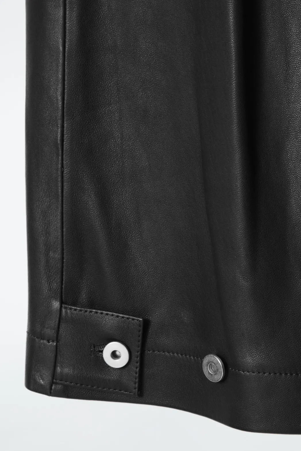 New COS LEATHER BARREL-LEG UTILITY PANTS BLACK