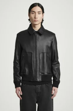 Best COS LEATHER BOMBER JACKET BLACK