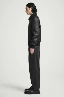 Best COS LEATHER BOMBER JACKET BLACK