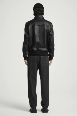 Best COS LEATHER BOMBER JACKET BLACK