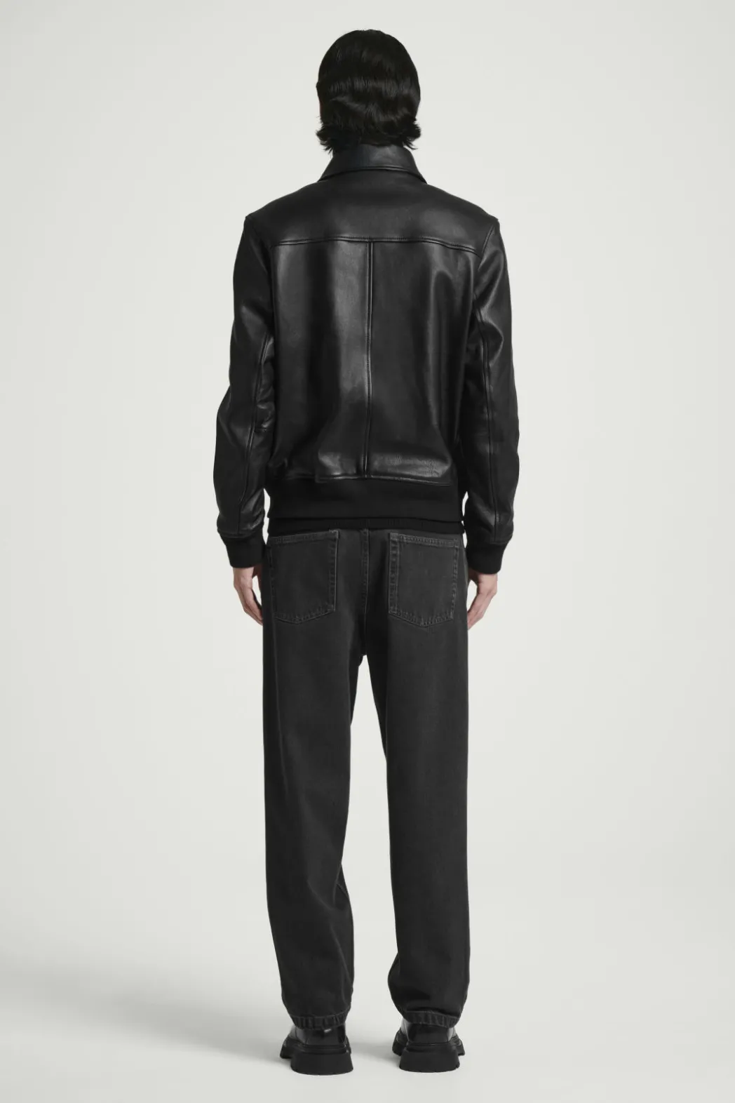 Best COS LEATHER BOMBER JACKET BLACK