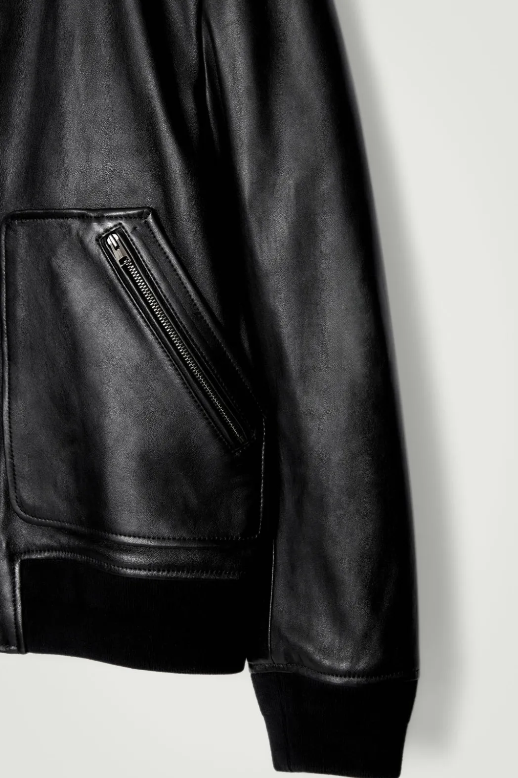 Best COS LEATHER BOMBER JACKET BLACK
