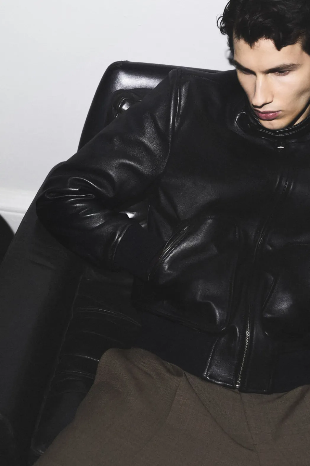 Best COS LEATHER BOMBER JACKET BLACK