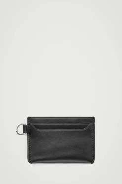 Discount COS LEATHER CARDHOLDER BLACK