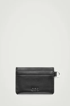 Discount COS LEATHER CARDHOLDER BLACK