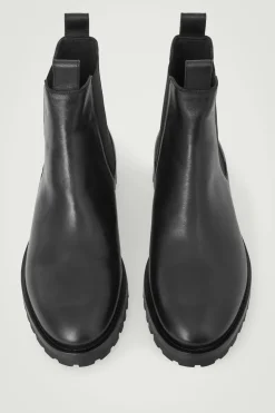 Discount COS LEATHER CHELSEA BOOTS BLACK