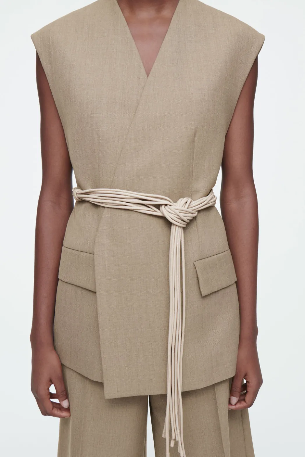 Best COS LEATHER CORD BELT BEIGE