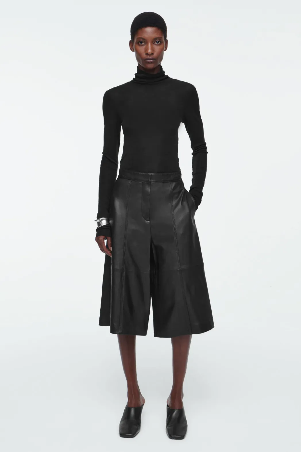 Sale COS LEATHER CULOTTES BLACK