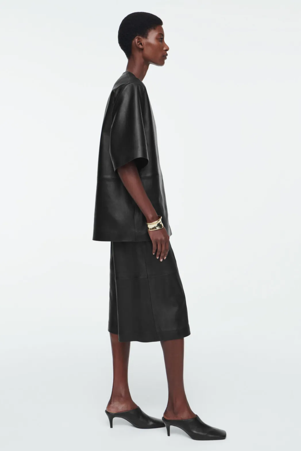 Sale COS LEATHER CULOTTES BLACK
