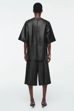 Sale COS LEATHER CULOTTES BLACK