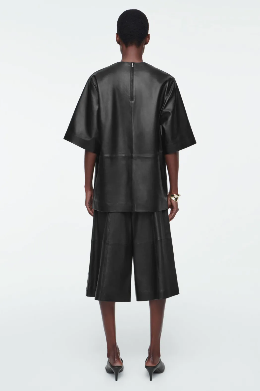 Sale COS LEATHER CULOTTES BLACK