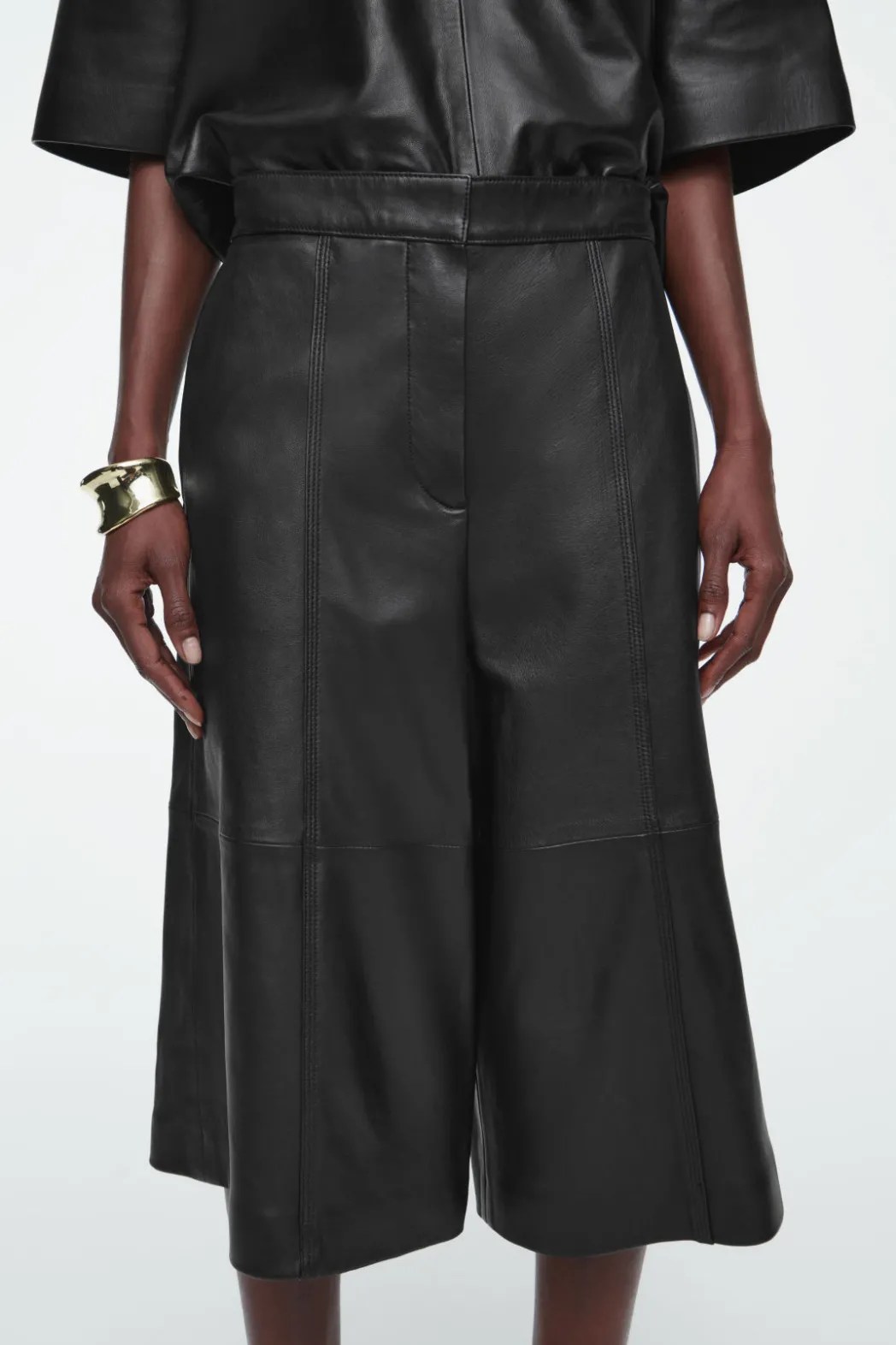 Sale COS LEATHER CULOTTES BLACK