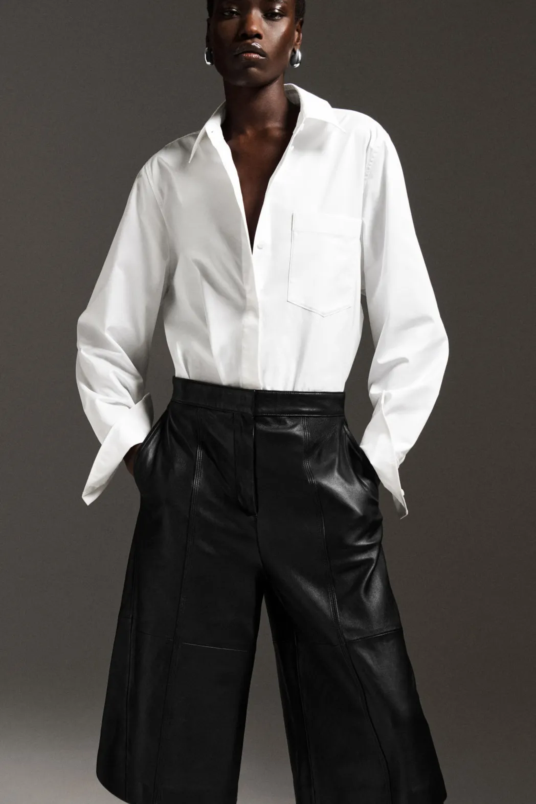 Sale COS LEATHER CULOTTES BLACK