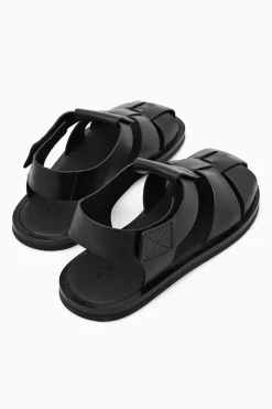 COS LEATHER FISHERMAN SANDALS BLACK