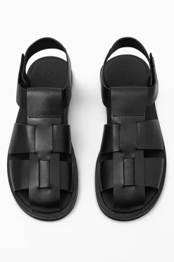 COS LEATHER FISHERMAN SANDALS BLACK