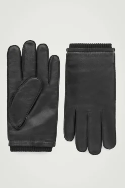 New COS LEATHER GLOVES BLACK