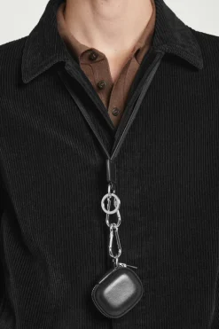 Outlet COS LEATHER KEY-FOB LANYARD BLACK