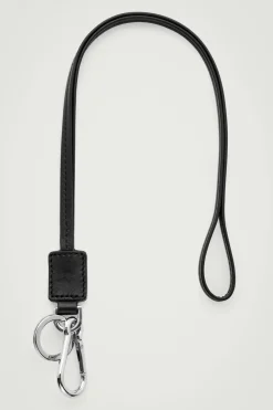 Outlet COS LEATHER KEY-FOB LANYARD BLACK