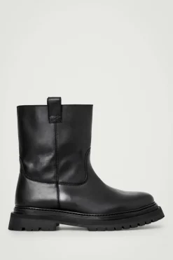 Discount COS LEATHER MOTO BOOTS BLACK