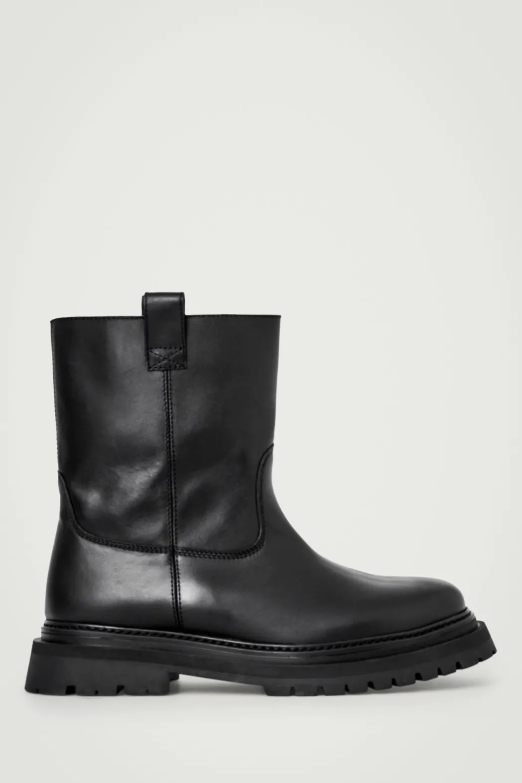 Discount COS LEATHER MOTO BOOTS BLACK