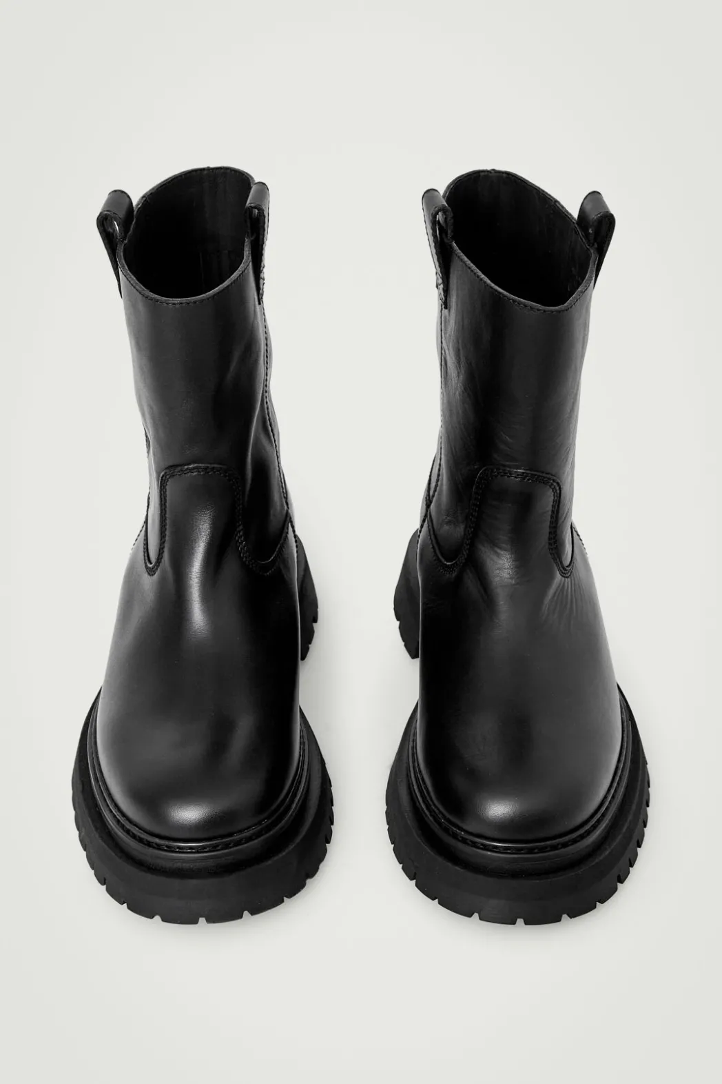 Discount COS LEATHER MOTO BOOTS BLACK