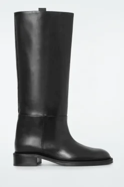 COS LEATHER RIDING BOOTS BLACK