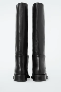 COS LEATHER RIDING BOOTS BLACK