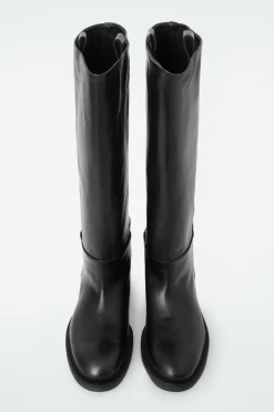 COS LEATHER RIDING BOOTS BLACK