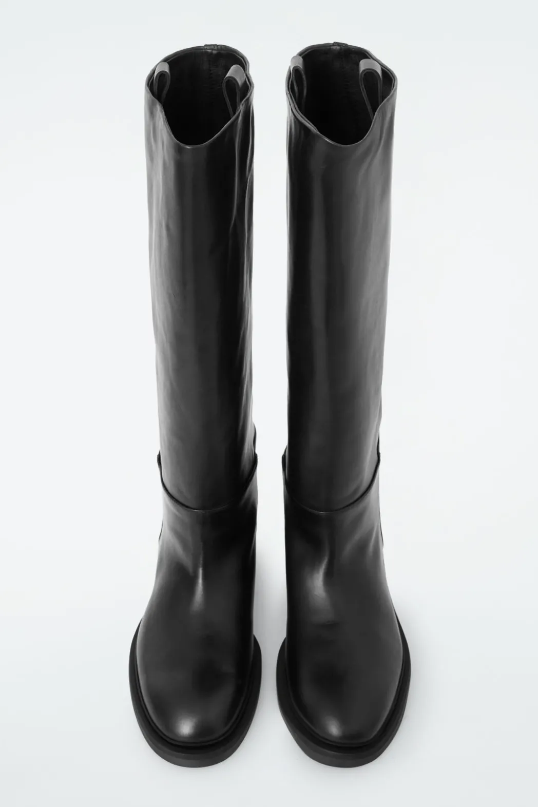 COS LEATHER RIDING BOOTS BLACK