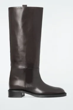 Best COS LEATHER RIDING BOOTS DARK BROWN