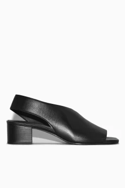 Online COS LEATHER SLINGBACK BLOCK-HEEL SANDALS BLACK