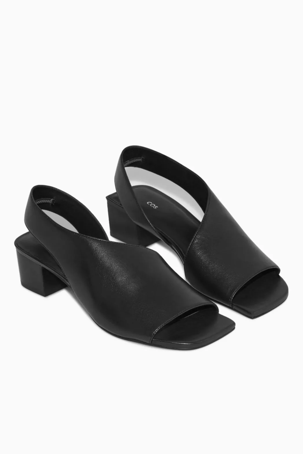 Online COS LEATHER SLINGBACK BLOCK-HEEL SANDALS BLACK