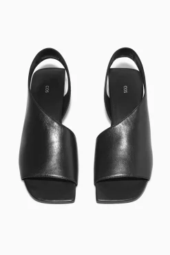 Online COS LEATHER SLINGBACK BLOCK-HEEL SANDALS BLACK
