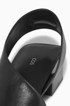 Online COS LEATHER SLINGBACK BLOCK-HEEL SANDALS BLACK