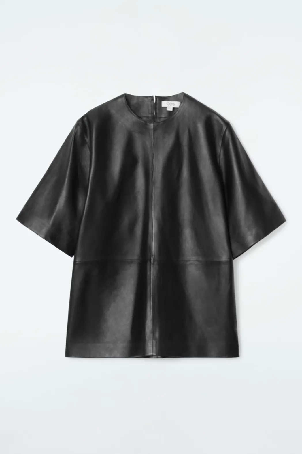 Outlet COS LEATHER T-SHIRT BLACK
