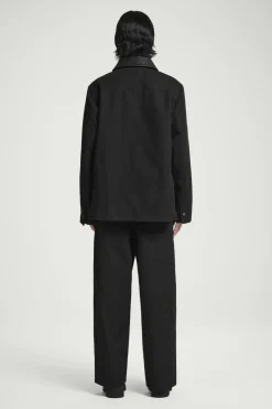 Hot COS LEATHER-COLLAR FIELD JACKET BLACK