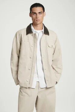 Outlet COS LEATHER-COLLAR FIELD JACKET MOLE