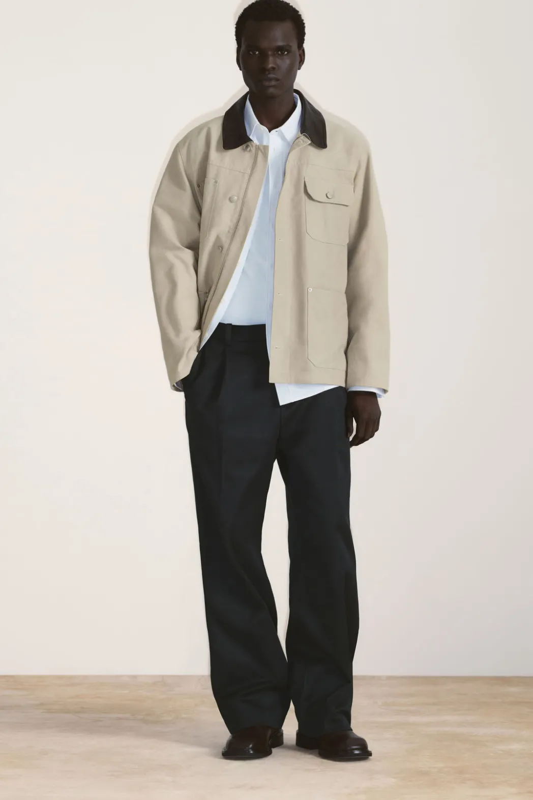 Outlet COS LEATHER-COLLAR FIELD JACKET MOLE