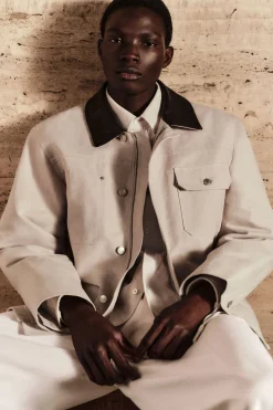 Outlet COS LEATHER-COLLAR FIELD JACKET MOLE