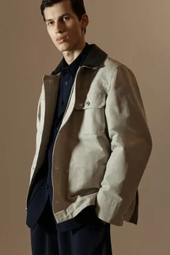 Outlet COS LEATHER-COLLAR FIELD JACKET MOLE