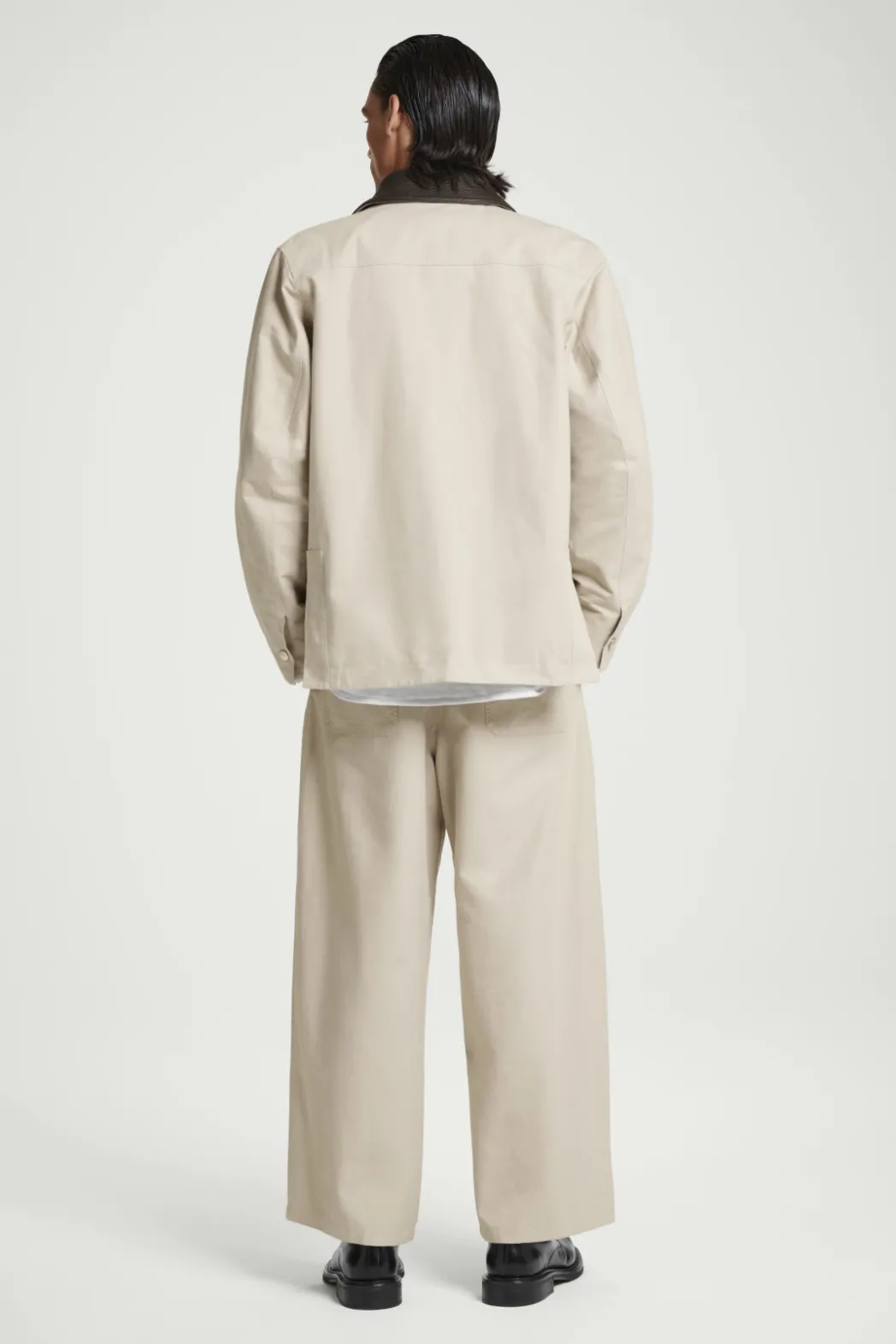 Outlet COS LEATHER-COLLAR FIELD JACKET MOLE