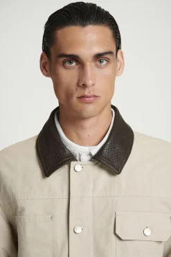 Outlet COS LEATHER-COLLAR FIELD JACKET MOLE