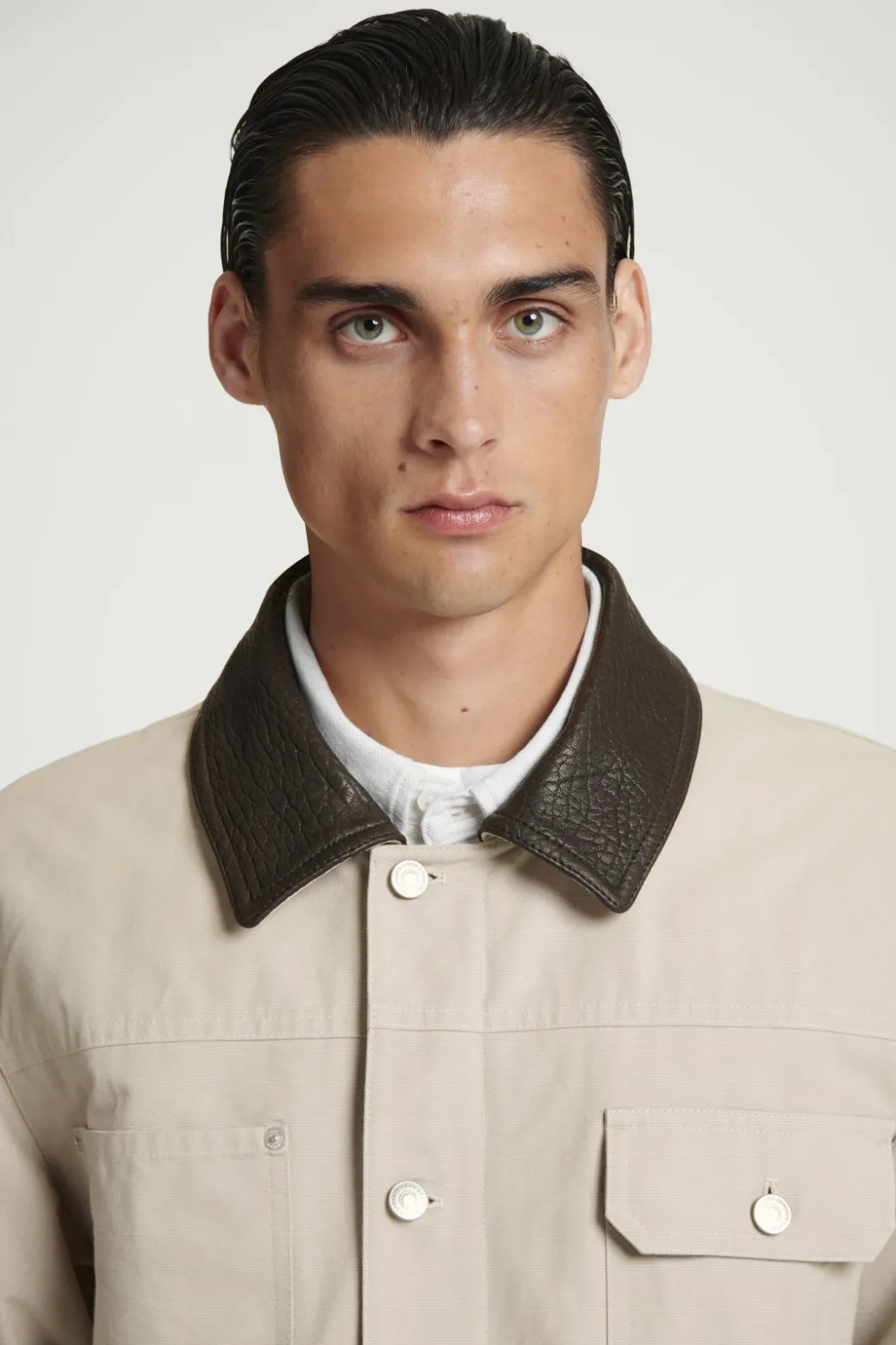 Outlet COS LEATHER-COLLAR FIELD JACKET MOLE