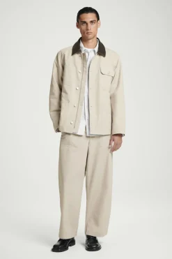 Outlet COS LEATHER-COLLAR FIELD JACKET MOLE