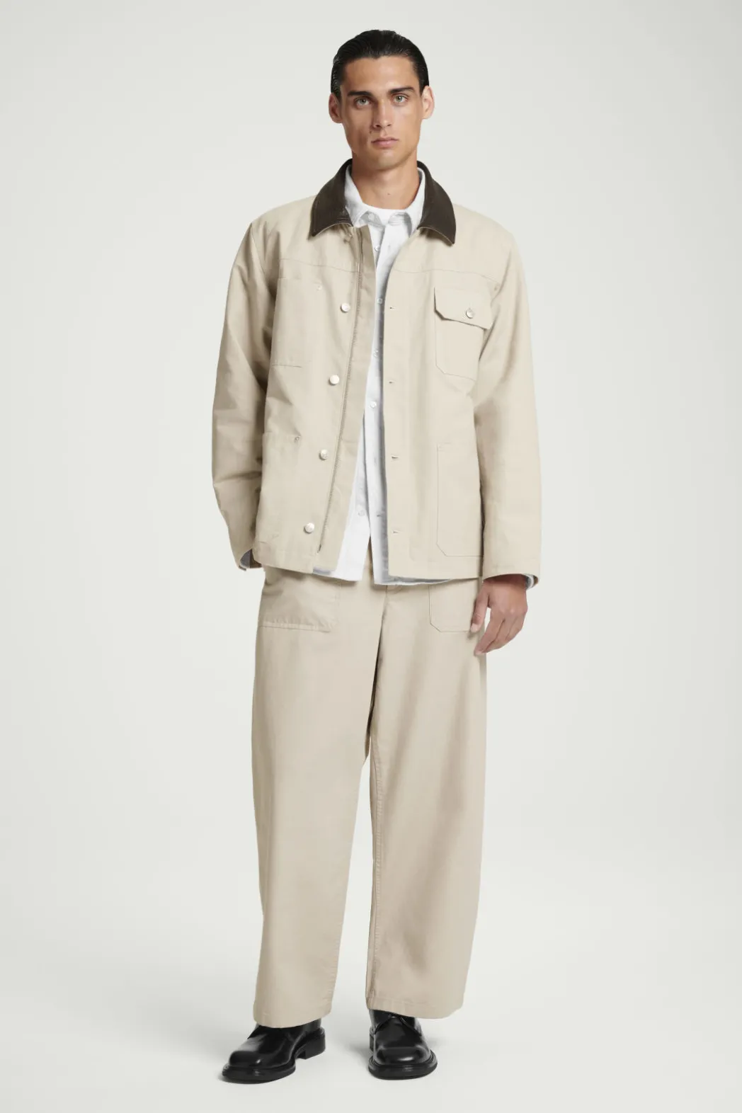 Outlet COS LEATHER-COLLAR FIELD JACKET MOLE