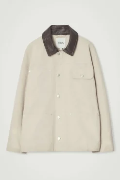 Outlet COS LEATHER-COLLAR FIELD JACKET MOLE